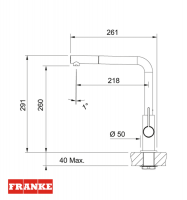 MEDIDAS MONOMANDO FREGADERA NEPTUNE EVO PULL-OUT FRANKE